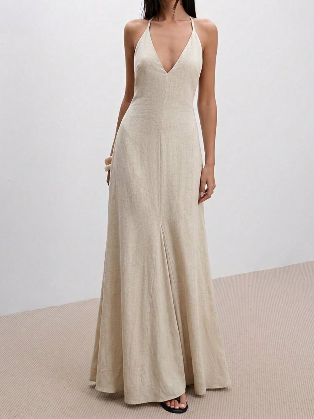 Apricot Sexy Women's Elegant Spaghetti Strap Dress